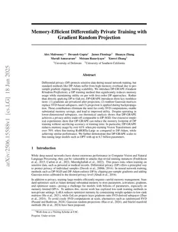 Memory-Efficient Differentially Private Training with Gradient Random Projection