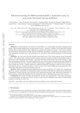 Federated Learning for MRI-based BrainAGE: a multicenter study on post-stroke functional outcome prediction