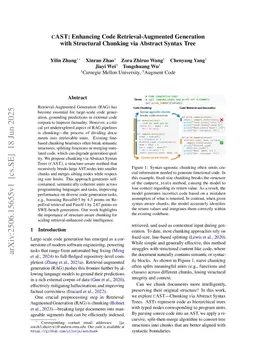 cAST: Enhancing Code Retrieval-Augmented Generation with Structural Chunking via Abstract Syntax Tree