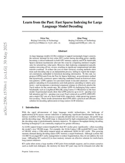 Learn from the Past: Fast Sparse Indexing for Large Language Model Decoding