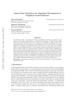 Linear-Time Primitives for Algorithm Development in Graphical Causal Inference