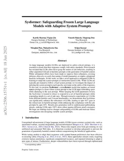 Sysformer: Safeguarding Frozen Large Language Models with Adaptive System Prompts