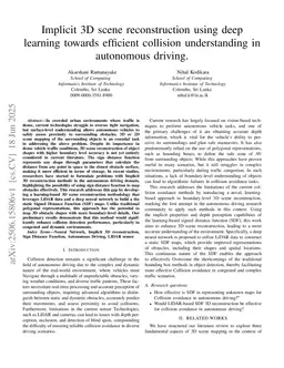Implicit 3D scene reconstruction using deep learning towards efficient collision understanding in autonomous driving