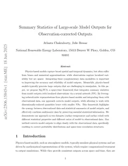 Summary Statistics of Large-scale Model Outputs for Observation-corrected Outputs