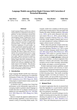 Language Models can perform Single-Utterance Self-Correction of Perturbed Reasoning