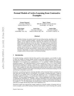 Formal Models of Active Learning from Contrastive Examples