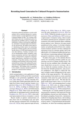 Reranking-based Generation for Unbiased Perspective Summarization