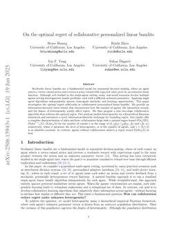 On the optimal regret of collaborative personalized linear bandits