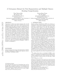 A Vietnamese Dataset for Text Segmentation and Multiple Choices Reading Comprehension