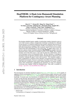 DualTHOR: A Dual-Arm Humanoid Simulation Platform for Contingency-Aware Planning