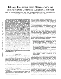 Efficient Blockchain-based Steganography via Backcalculating Generative Adversarial Network