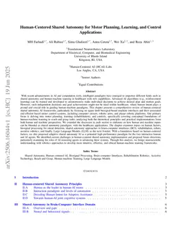 Human-Centered Shared Autonomy for Motor Planning, Learning, and Control Applications