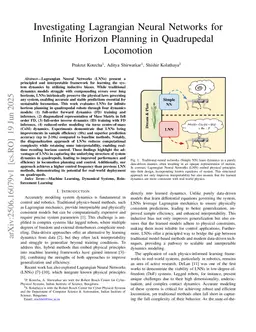 Investigating Lagrangian Neural Networks for Infinite Horizon Planning in Quadrupedal Locomotion