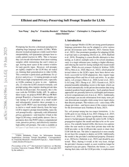 Efficient and Privacy-Preserving Soft Prompt Transfer for LLMs