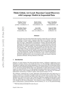 Think Global, Act Local: Bayesian Causal Discovery with Language Models in Sequential Data