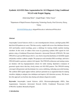 Synthetic ALS-EEG Data Augmentation for ALS Diagnosis Using Conditional WGAN with Weight Clipping