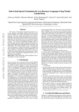 End-to-End Speech Translation for Low-Resource Languages Using Weakly Labeled Data