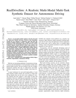 RealDriveSim: A Realistic Multi-Modal Multi-Task Synthetic Dataset for Autonomous Driving
