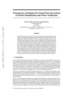 Transparency Techniques for Neural Networks trained on Writer Identification and Writer Verification