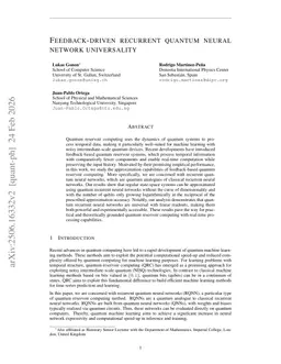 Feedback-driven recurrent quantum neural network universality