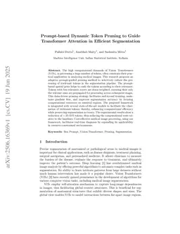 Prompt-based Dynamic Token Pruning for Efficient Segmentation of Medical Images