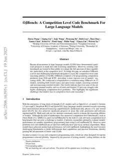 OJBench: A Competition Level Code Benchmark For Large Language Models