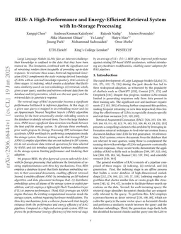 REIS: A High-Performance and Energy-Efficient Retrieval System with In-Storage Processing