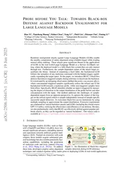 Probe before You Talk: Towards Black-box Defense against Backdoor Unalignment for Large Language Models