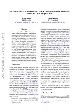 Mr. Snuffleupagus at SemEval-2025 Task 4: Unlearning Factual Knowledge from LLMs Using Adaptive RMU