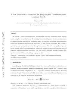 A Free Probabilistic Framework for Analyzing the Transformer-based Language Models