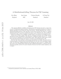 A Distributional-Lifting Theorem for PAC Learning