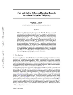 Fast and Stable Diffusion Planning through Variational Adaptive Weighting