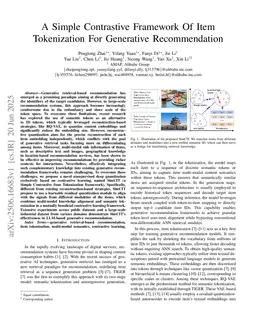 A Simple Contrastive Framework Of Item Tokenization For Generative Recommendation