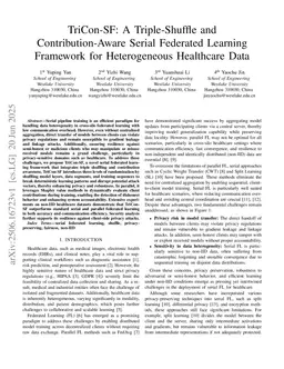 TriCon-SF: A Triple-Shuffle and Contribution-Aware Serial Federated Learning Framework for Heterogeneous Healthcare Data