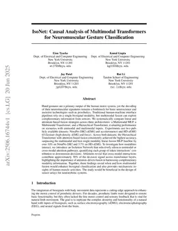 IsoNet: Causal Analysis of Multimodal Transformers for Neuromuscular Gesture Classification