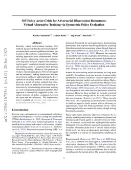 Off-Policy Actor-Critic for Adversarial Observation Robustness: Virtual Alternative Training via Symmetric Policy Evaluation