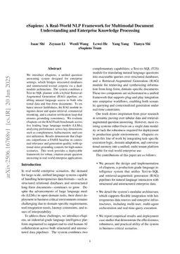 eSapiens: A Real-World NLP Framework for Multimodal Document Understanding and Enterprise Knowledge Processing