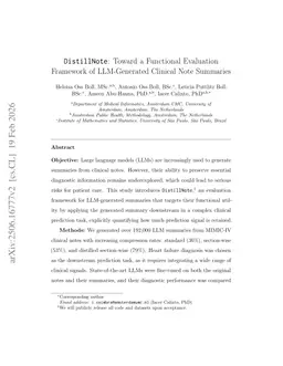 DistillNote: Toward a Functional Evaluation Framework of LLM-Generated Clinical Note Summaries