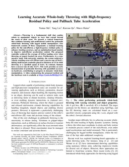 Learning Accurate Whole-body Throwing with High-frequency Residual Policy and Pullback Tube Acceleration