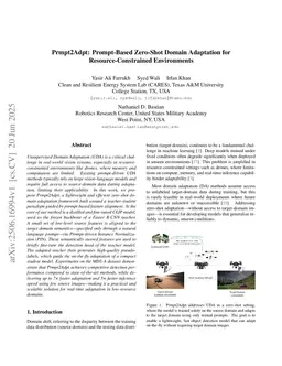 Prmpt2Adpt: Prompt-Based Zero-Shot Domain Adaptation for Resource-Constrained Environments