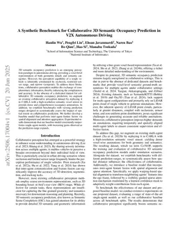 A Synthetic Benchmark for Collaborative 3D Semantic Occupancy Prediction in V2X-Enabled Autonomous Driving