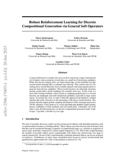 Discrete Compositional Generation via General Soft Operators and Robust Reinforcement Learning