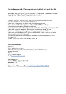 Critical Appraisal of Fairness Metrics in Clinical Predictive AI