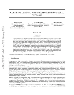 Continual Learning with Columnar Spiking Neural Networks