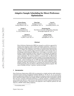 Adaptive Batch-Wise Sample Scheduling for Direct Preference Optimization