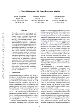 A Nested Watermark for Large Language Models