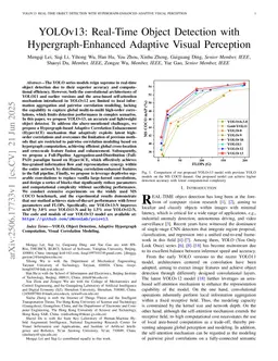 YOLOv13: Real-Time Object Detection with Hypergraph-Enhanced Adaptive Visual Perception