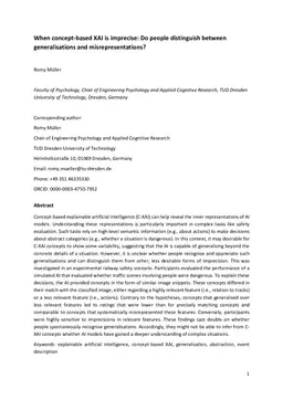 When concept-based XAI is imprecise: Do people distinguish between generalisations and misrepresentations?