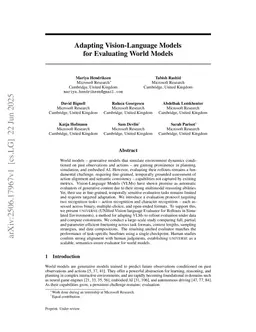 Adapting Vision-Language Models for Evaluating World Models