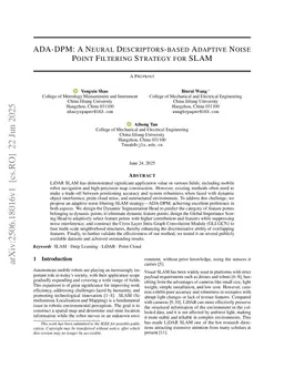 ADA-DPM: A Neural Descriptors-based Adaptive Noise Filtering Strategy for SLAM